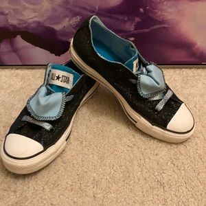 Black and Blue Converse Sneakers